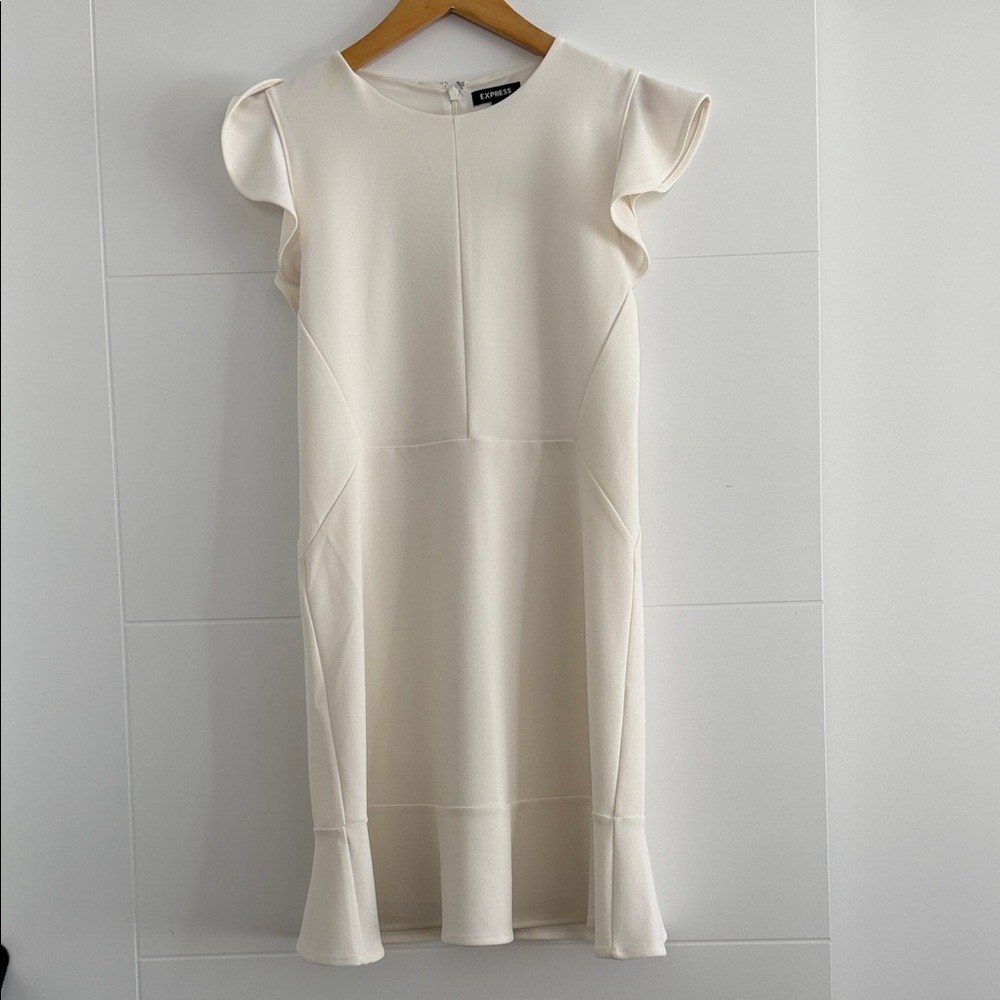 Express Cream Flutter Sleeve Mini Dress